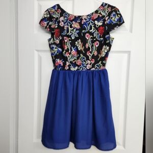 Alya Black and Blue Floral Mini Dress